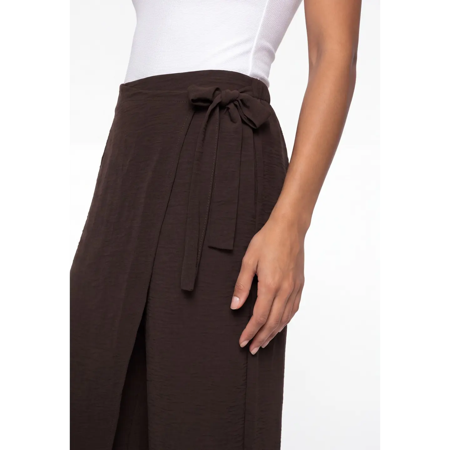 Pantalón Creps Wide Leg Mujer Café 4