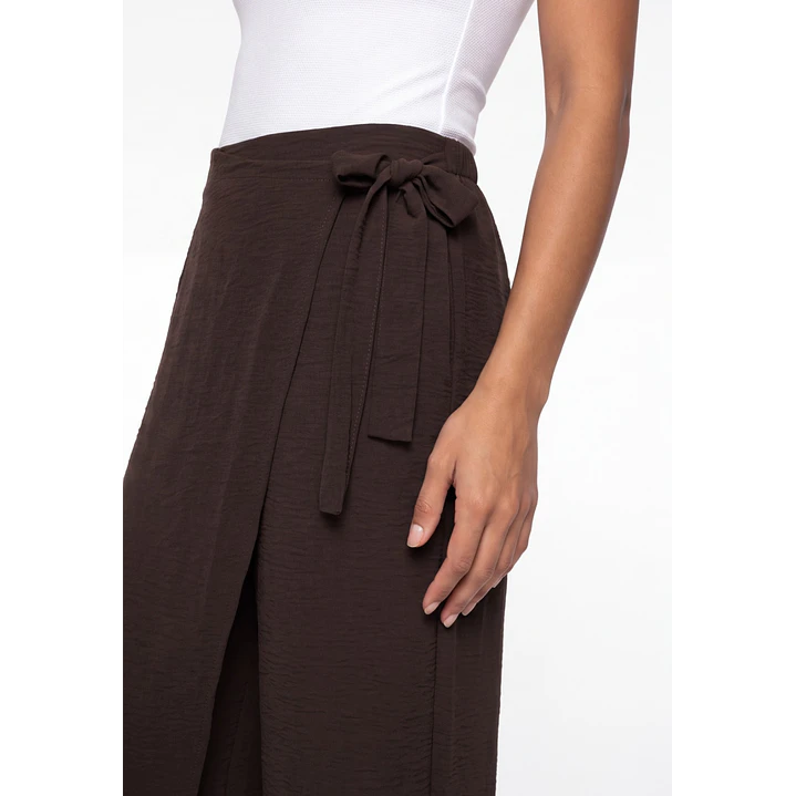 Pantalón Creps Wide Leg Mujer Café 4