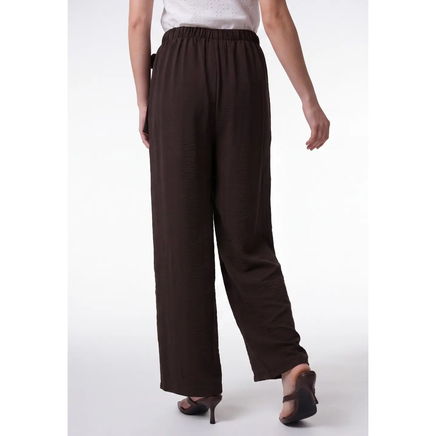 Pantalón Creps Wide Leg Mujer Café 2
