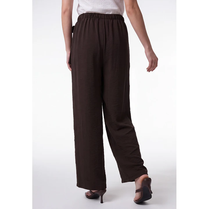 Pantalón Creps Wide Leg Mujer Café 2