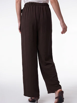 Pantalón Creps Wide Leg Mujer Café