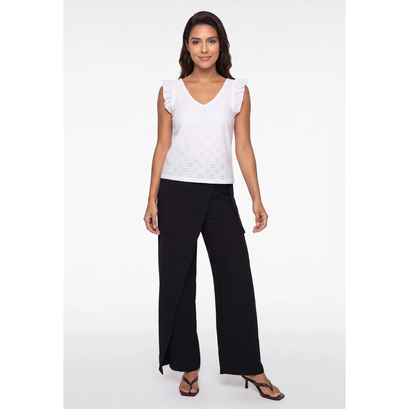 Pantalón Creps Wide Leg Mujer Negro 3