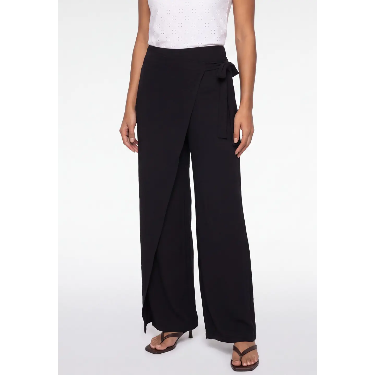 Pantalón Creps Wide Leg Mujer Negro 1
