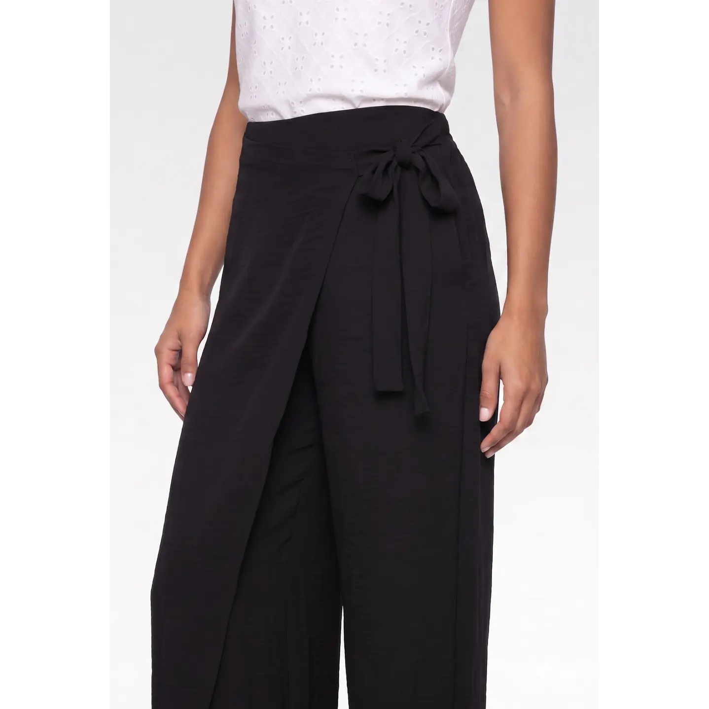 Pantalón Creps Wide Leg Mujer Negro 4