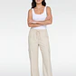 Pantalón Lino Wide Leg Mujer Crudo - Miniatura 3