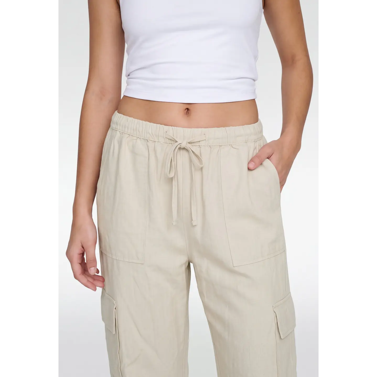 Pantalón Lino Wide Leg Mujer Crudo 4
