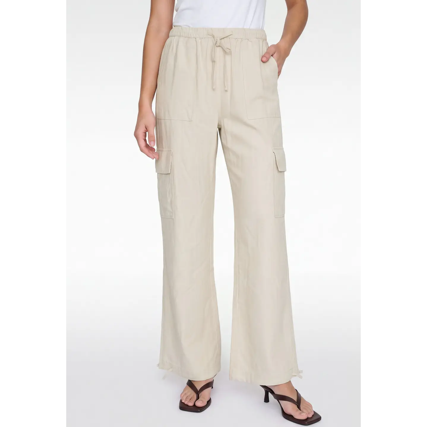 Pantalón Lino Wide Leg Mujer Crudo 1