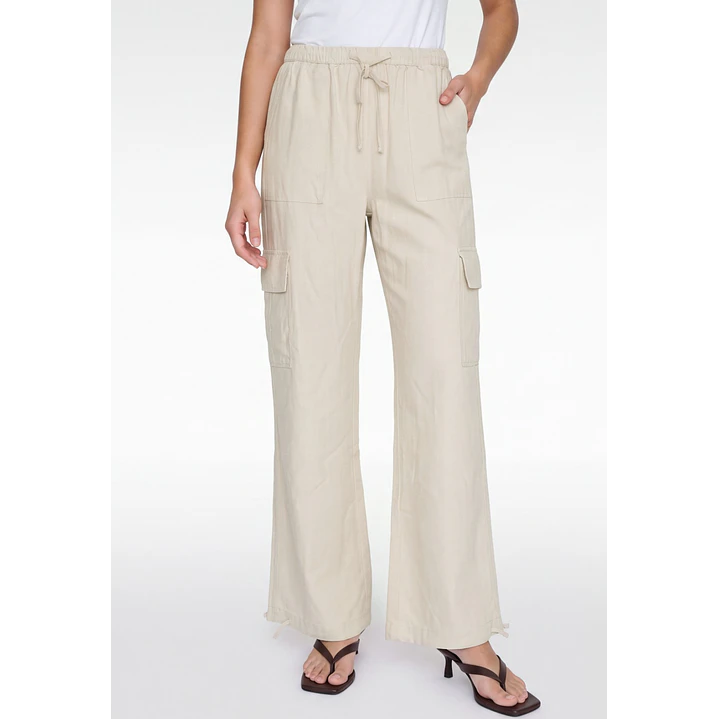 Pantalón Lino Wide Leg Mujer Crudo 1