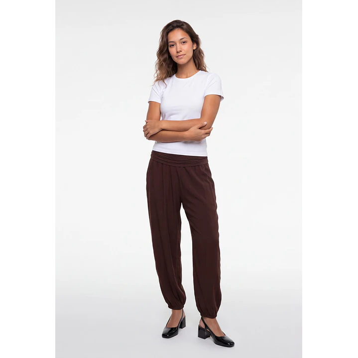 Pantalón Corrugado Bombachos Mujer Café 3