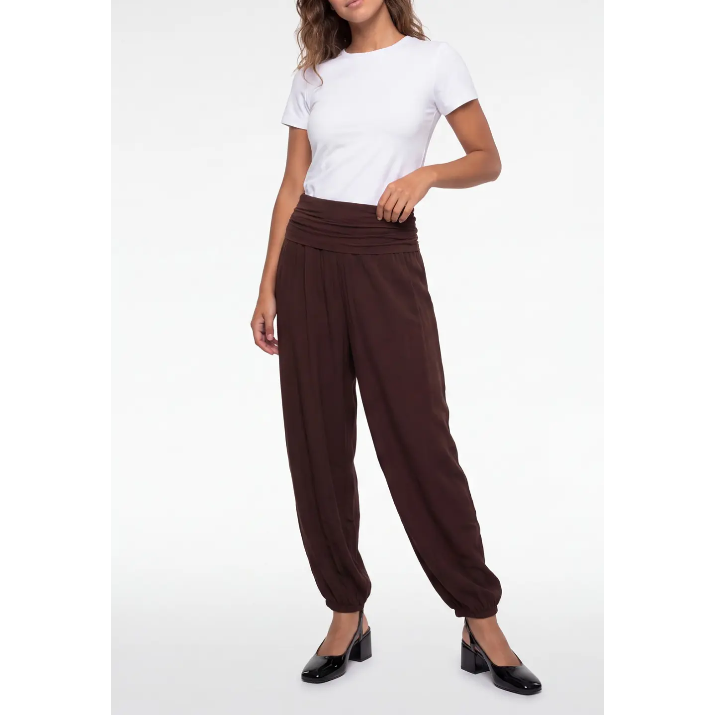 Pantalón Corrugado Bombachos Mujer Café 1