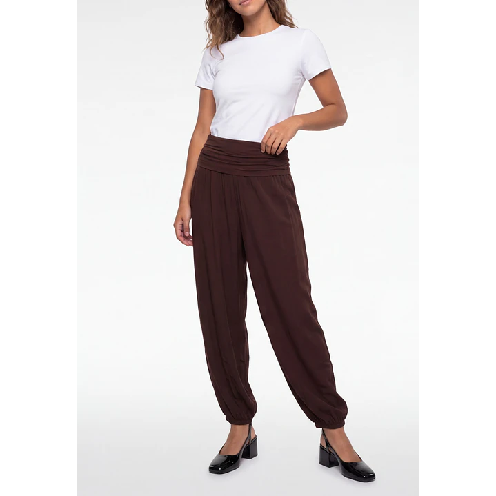 Pantalón Corrugado Bombachos Mujer Café 1