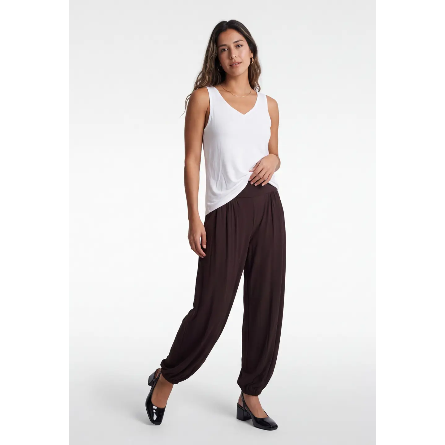Pantalón Elasticados Bombachos Mujer Café 3