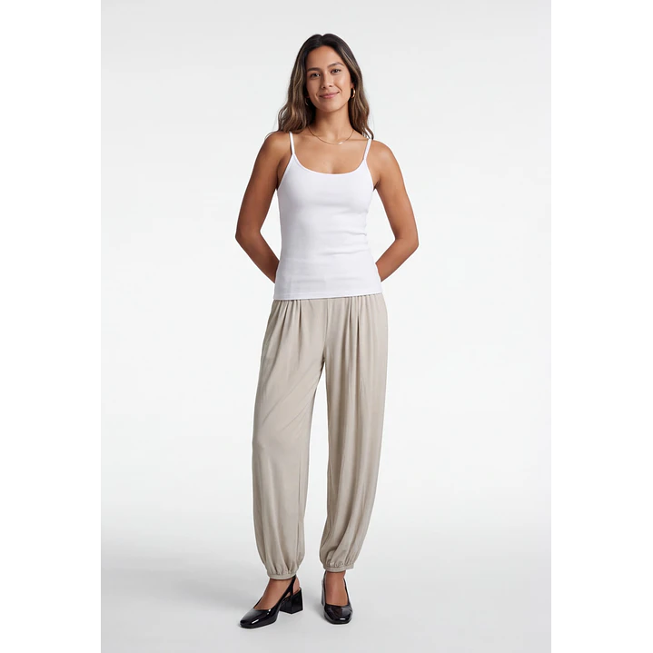 Pantalón Elasticados Bombachos Mujer Beige 3