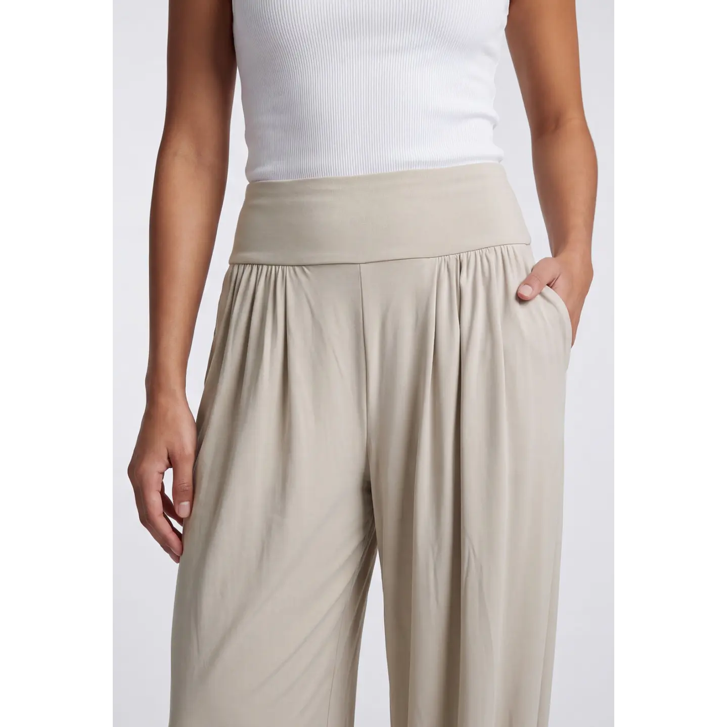 Pantalón Elasticados Bombachos Mujer Beige 4