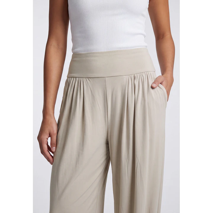 Pantalón Elasticados Bombachos Mujer Beige 4
