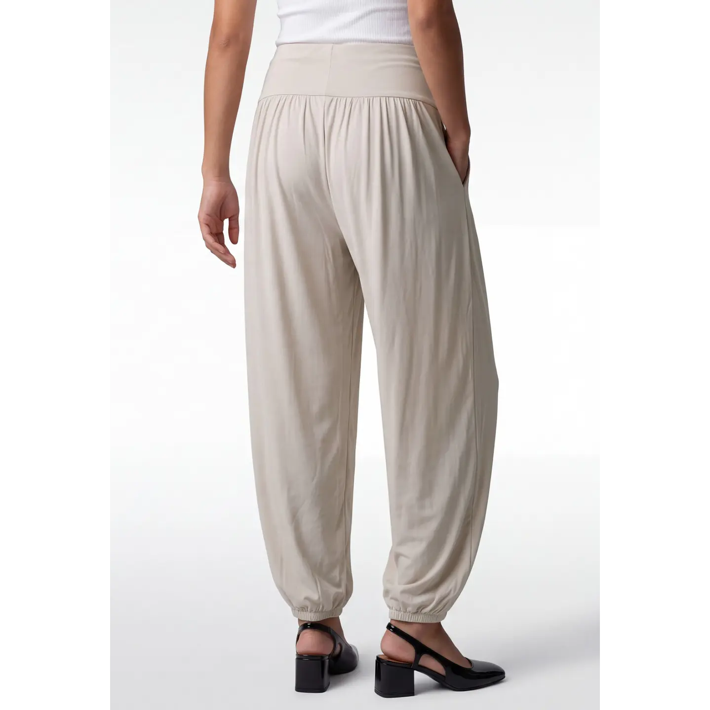 Pantalón Elasticados Bombachos Mujer Beige 2