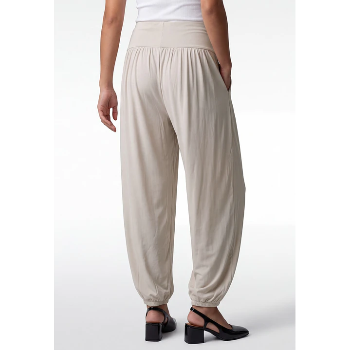 Pantalón Elasticados Bombachos Mujer Beige 2