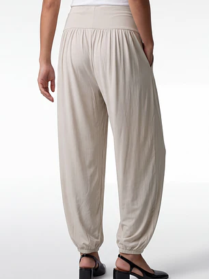 Pantalón Elasticados Bombachos Mujer Beige