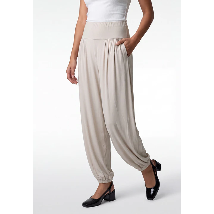 Pantalón Elasticados Bombachos Mujer Beige 1
