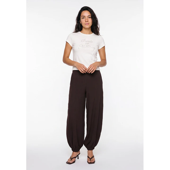 Pantalón Elasticados Bombachos Mujer Café 3