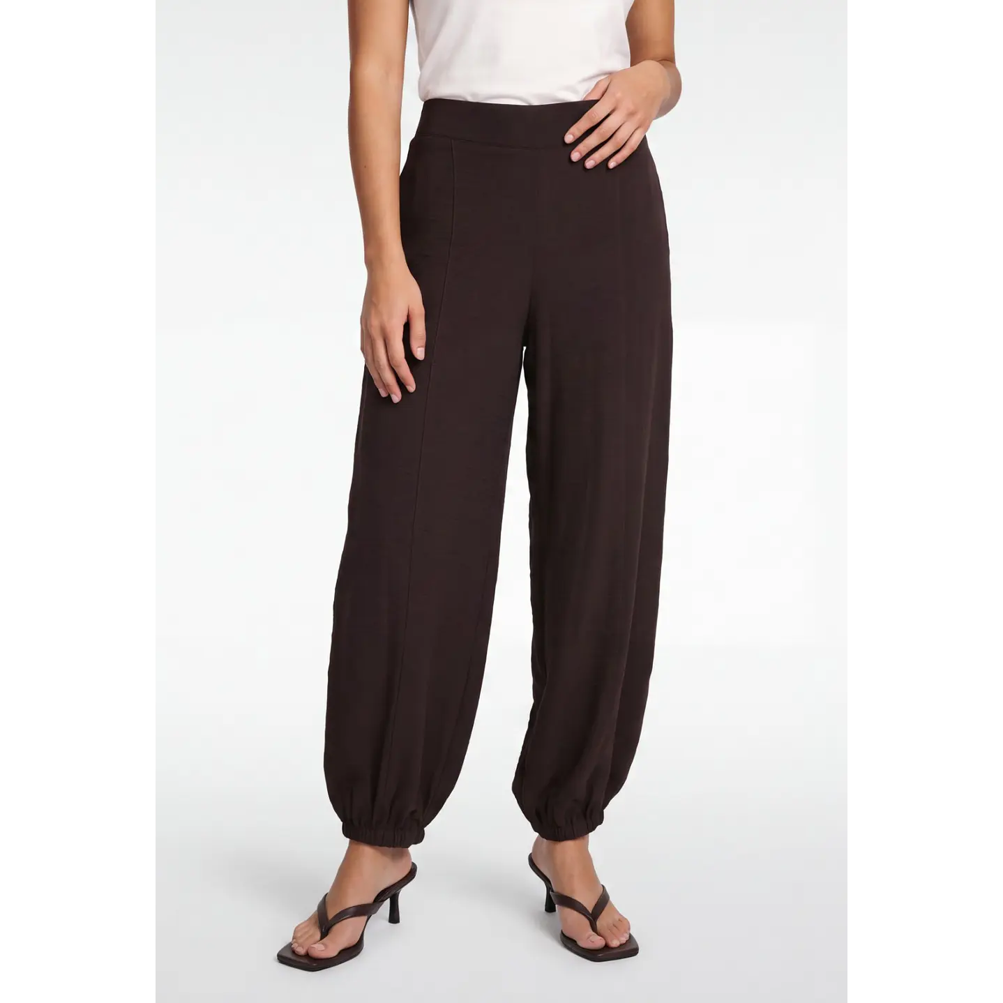 Pantalón Elasticados Bombachos Mujer Café 1