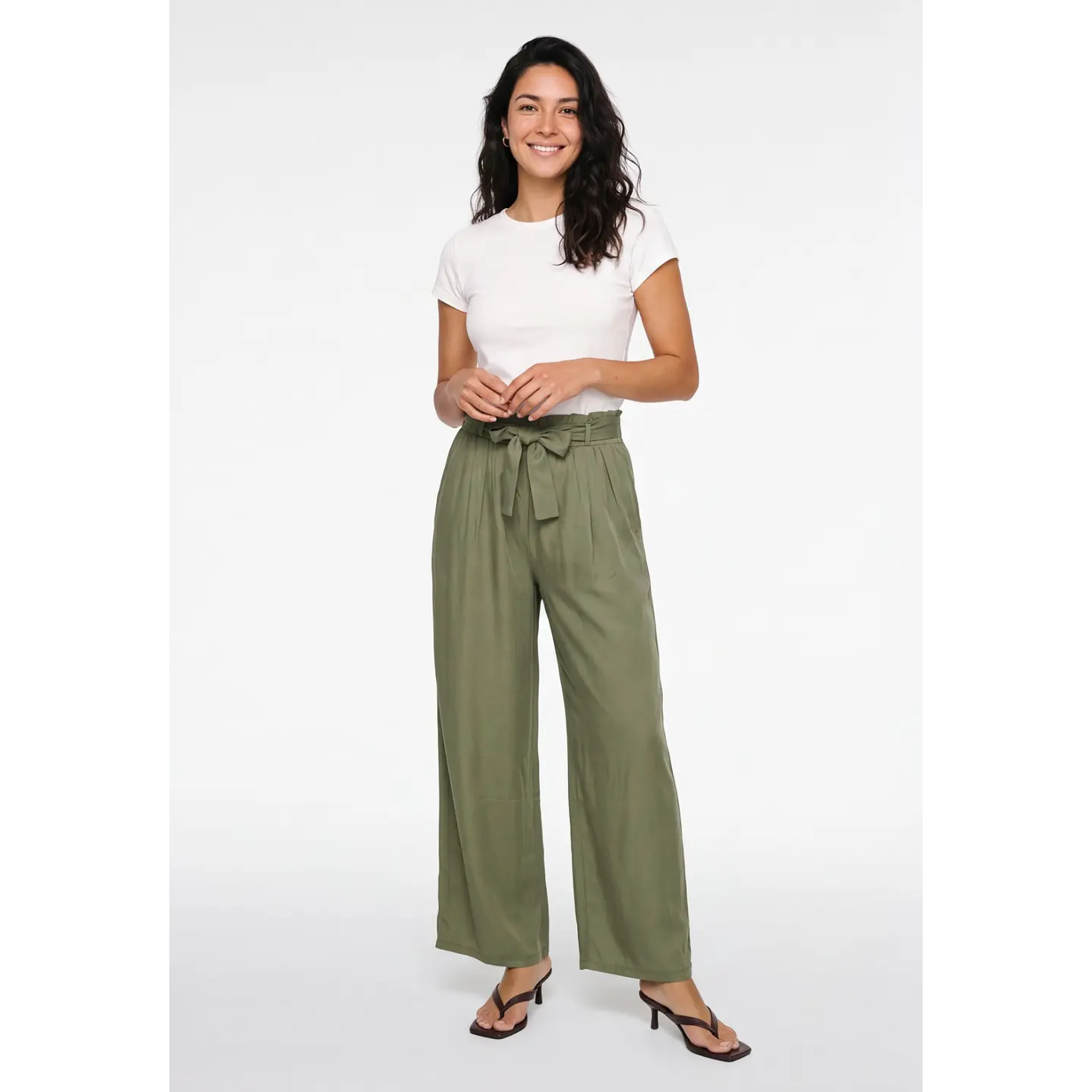 Pantalón Lazo Wide Leg Mujer Verde 3