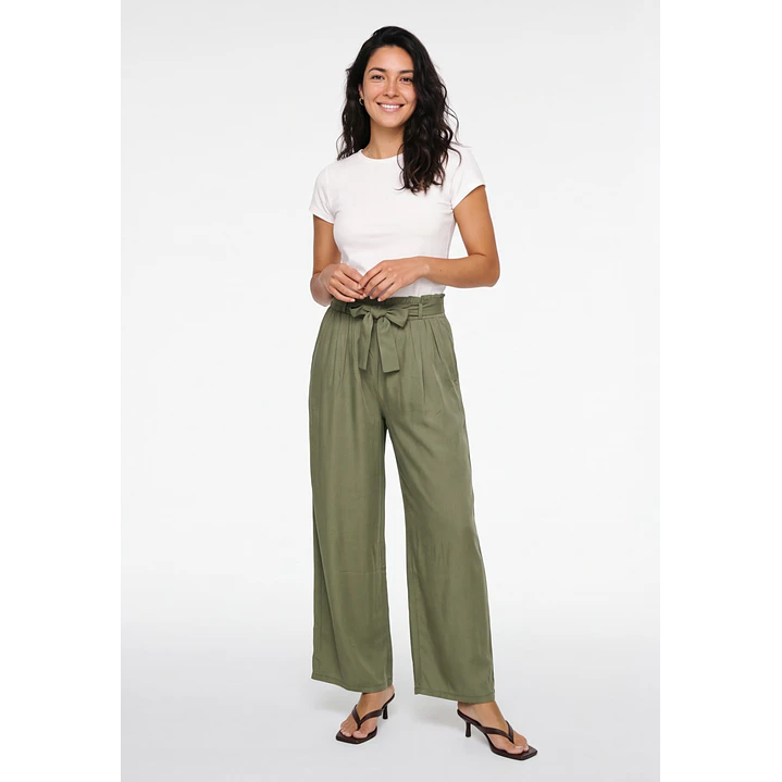 Pantalón Lazo Wide Leg Mujer Verde 3