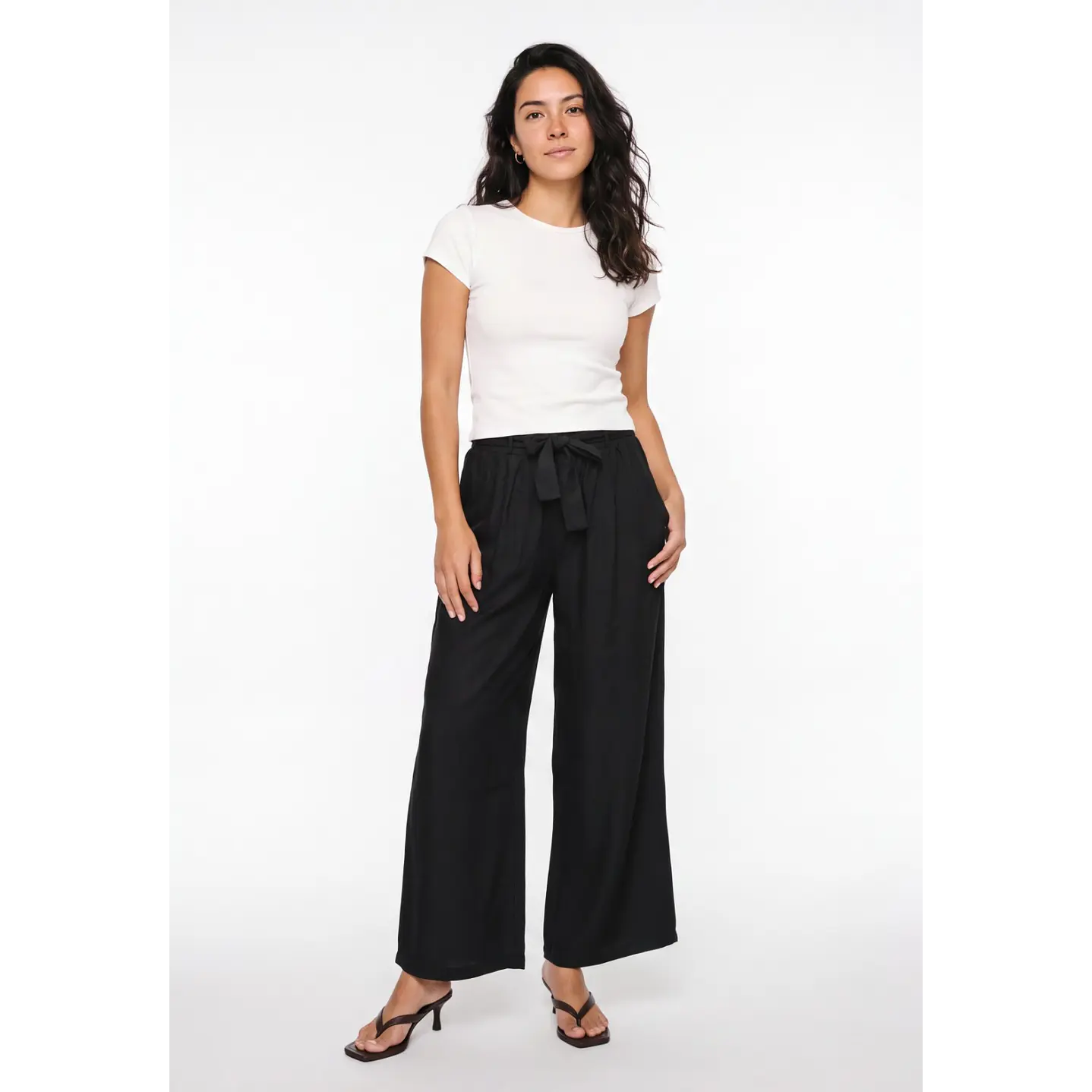 Pantalón Lazo Wide Leg Mujer Negro 3