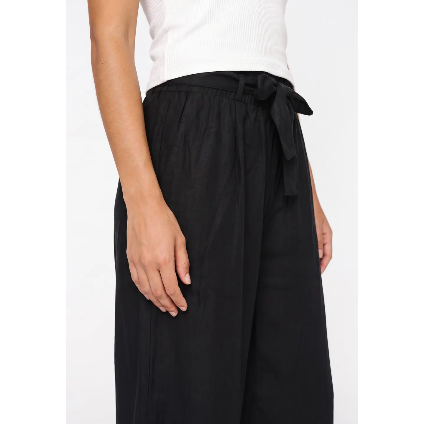 Pantalón Lazo Wide Leg Mujer Negro 4