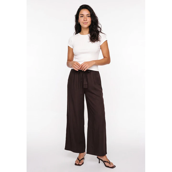 Pantalón Lazo Wide Leg Mujer Café 3