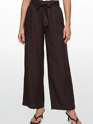 Pantalón Lazo Wide Leg Mujer Café