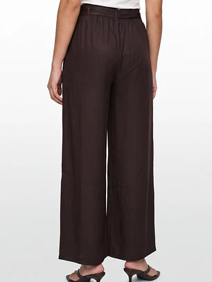 Pantalón Lazo Wide Leg Mujer Café
