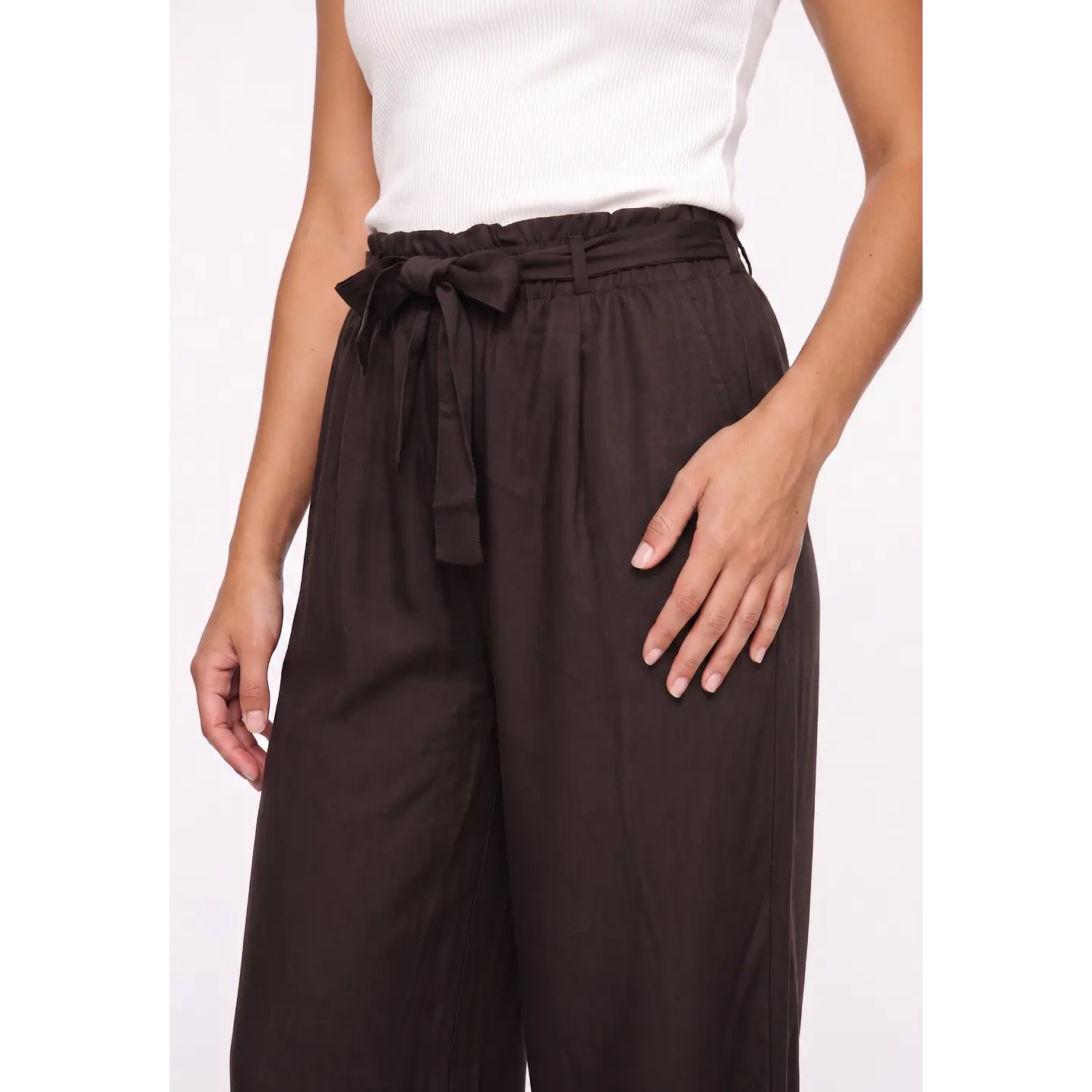 Pantalón Lazo Wide Leg Mujer Café 4