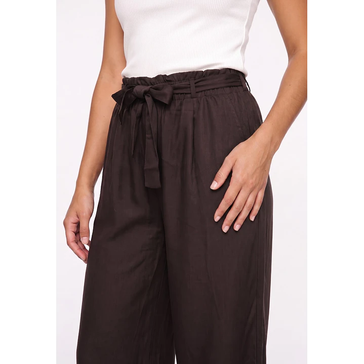 Pantalón Lazo Wide Leg Mujer Café 4