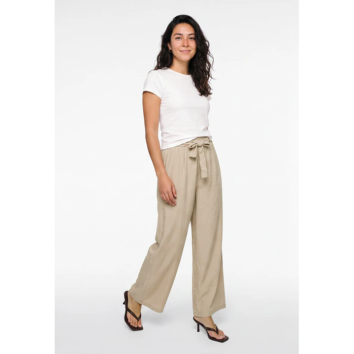 Pantalón Lazo Wide Leg Mujer Beige 3