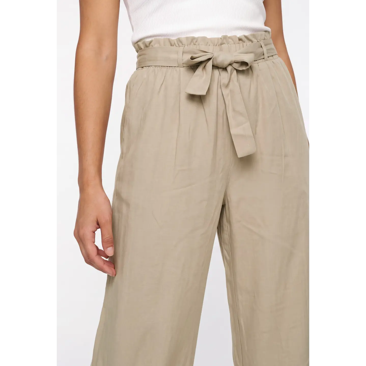 Pantalón Lazo Wide Leg Mujer Beige 4