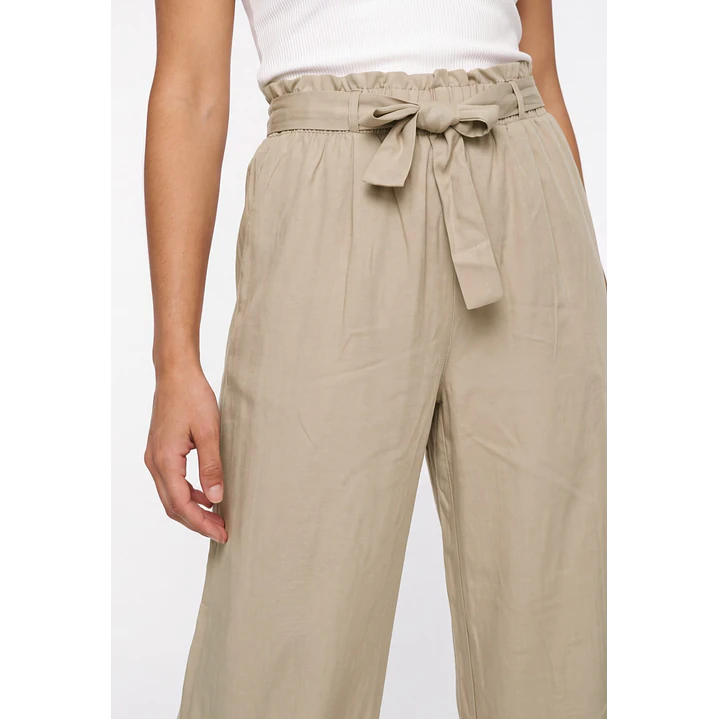 Pantalón Lazo Wide Leg Mujer Beige 4