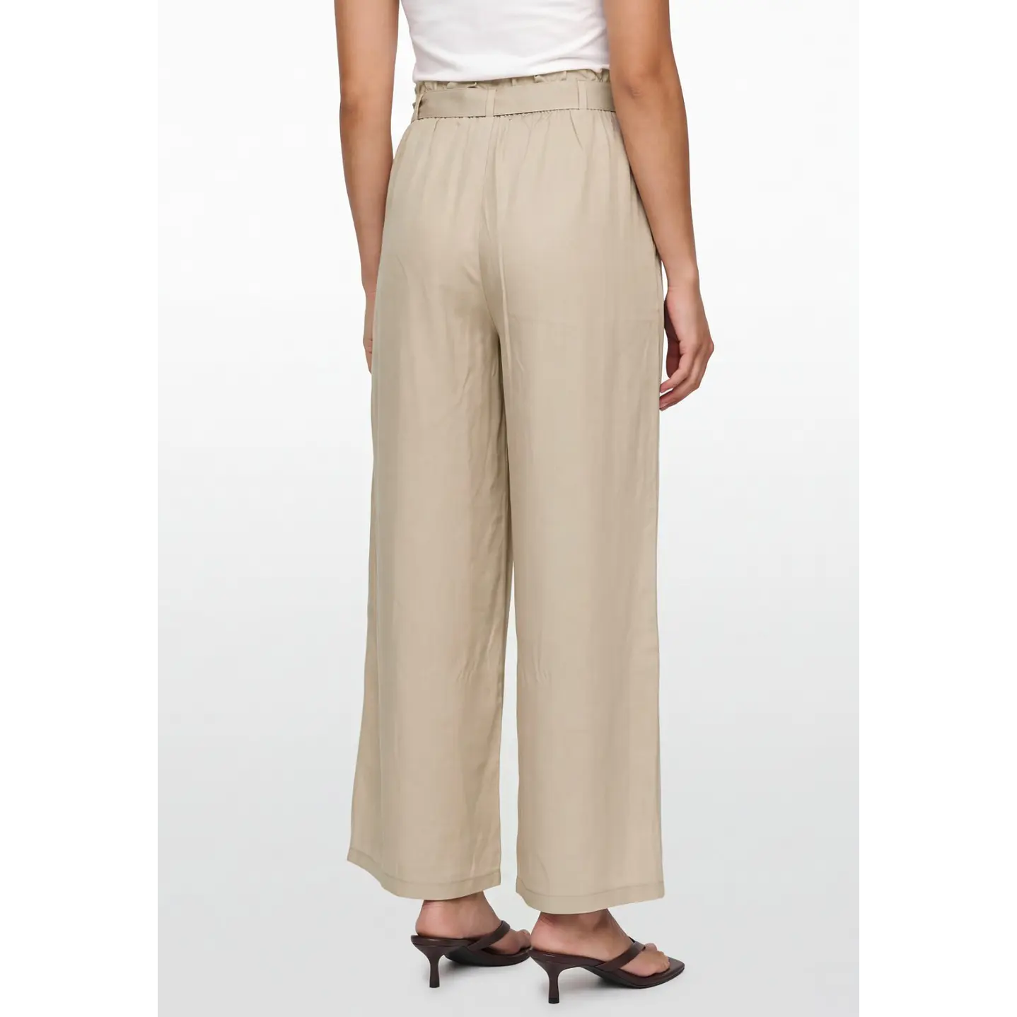 Pantalón Lazo Wide Leg Mujer Beige 2
