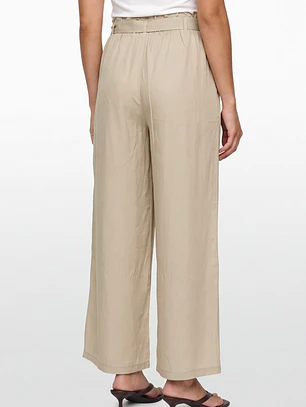 Pantalón Lazo Wide Leg Mujer Beige
