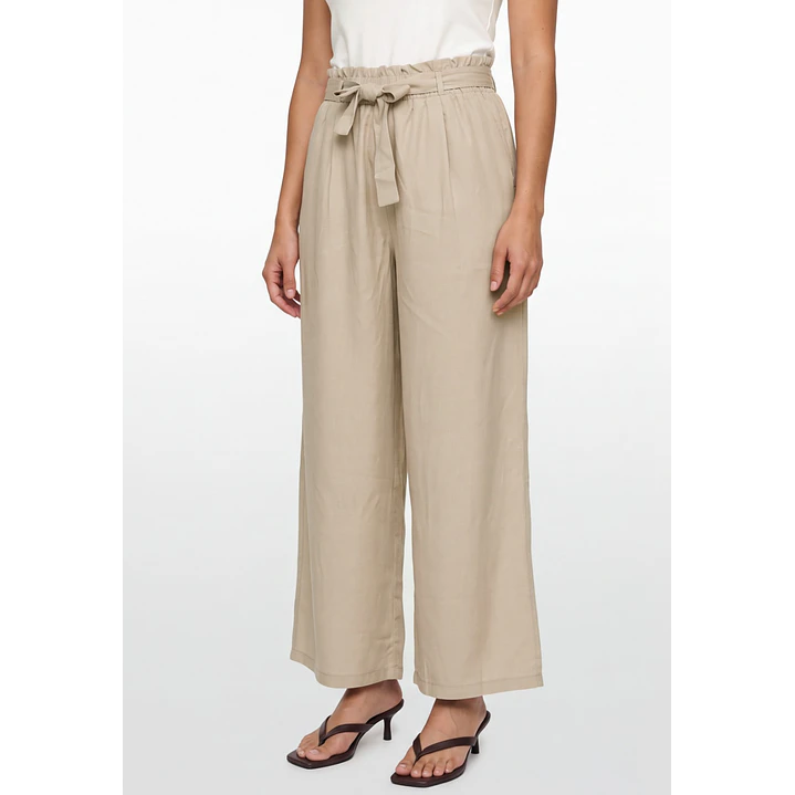 Pantalón Lazo Wide Leg Mujer Beige 1