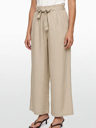 Pantalón Lazo Wide Leg Mujer Beige