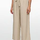 Pantalón Lazo Wide Leg Mujer Beige - Miniatura 1
