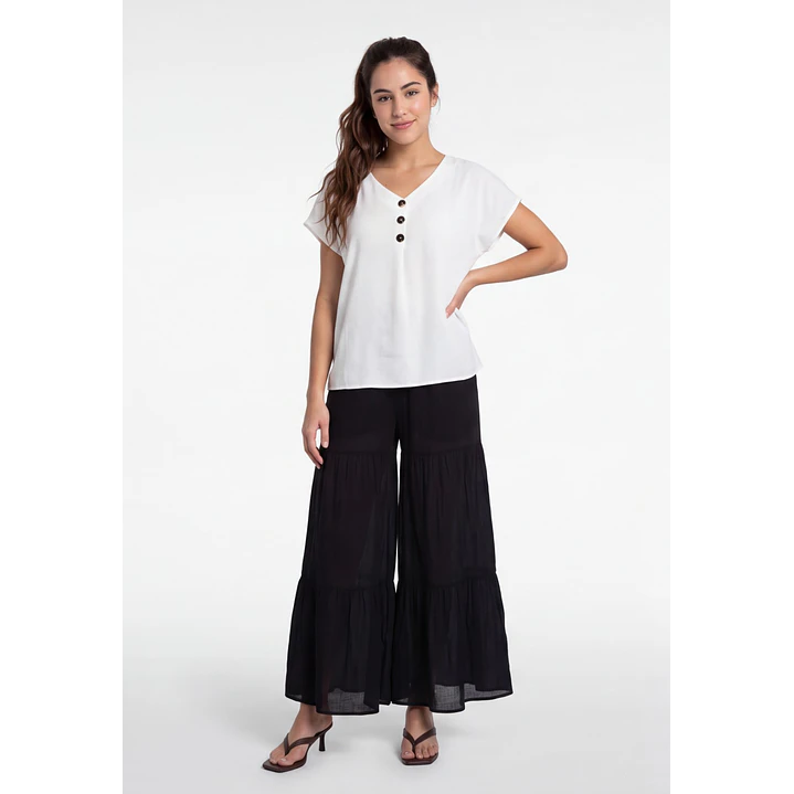 Pantalón Boho Wide Leg Mujer Negro 3