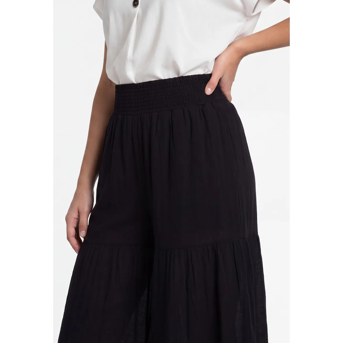 Pantalón Boho Wide Leg Mujer Negro 4