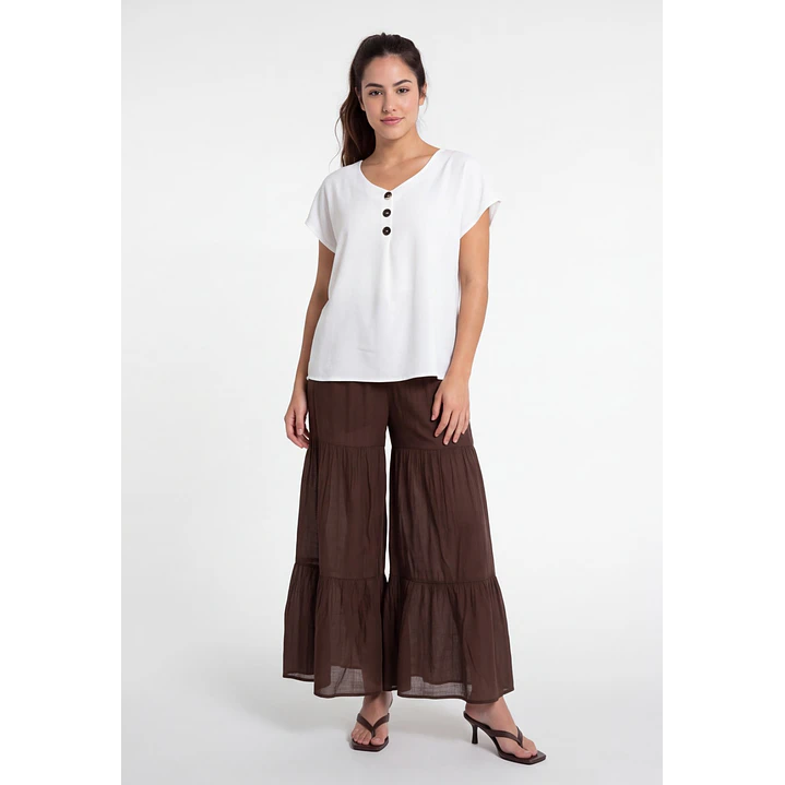Pantalón Boho Wide Leg Mujer Café 3