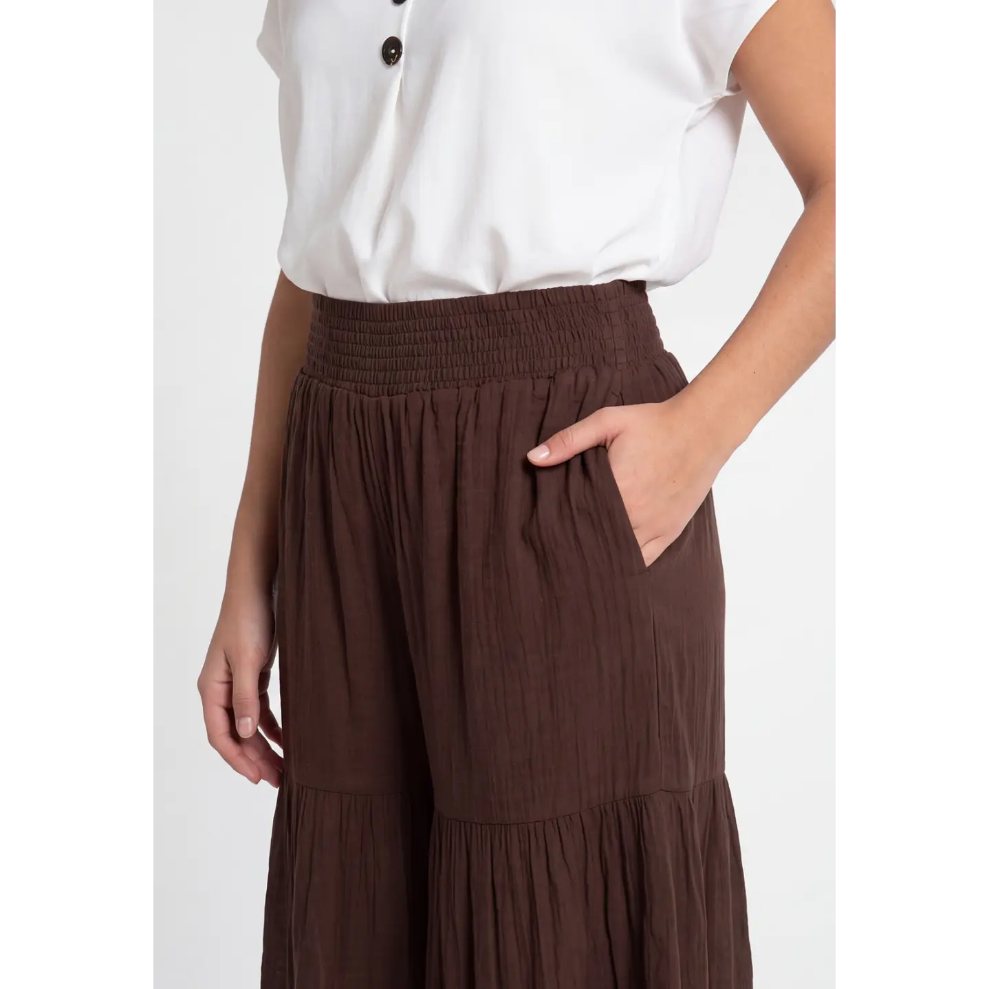 Pantalón Boho Wide Leg Mujer Café 4