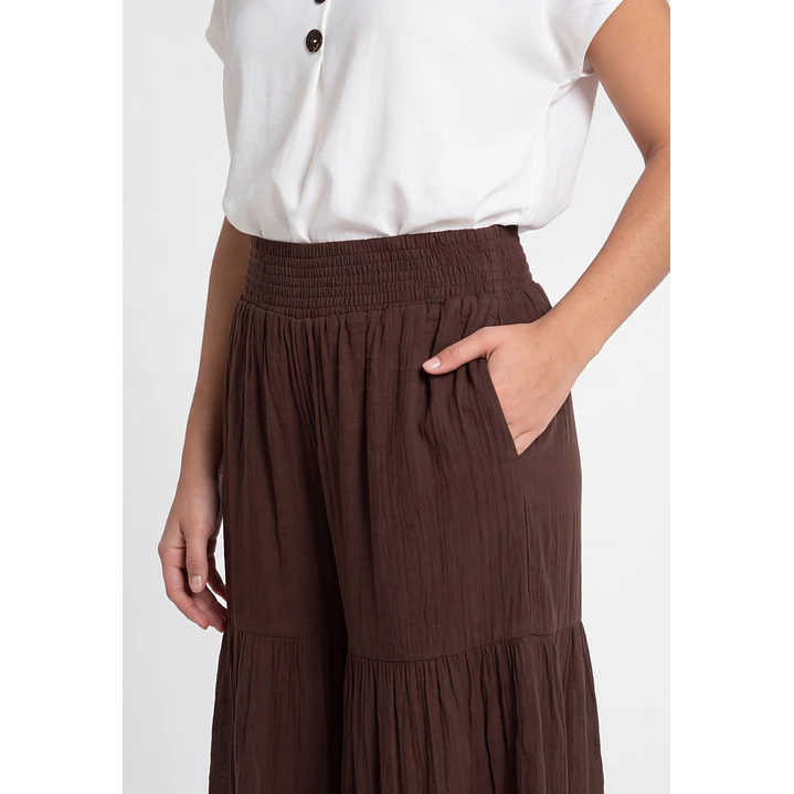 Pantalón Boho Wide Leg Mujer Café 4