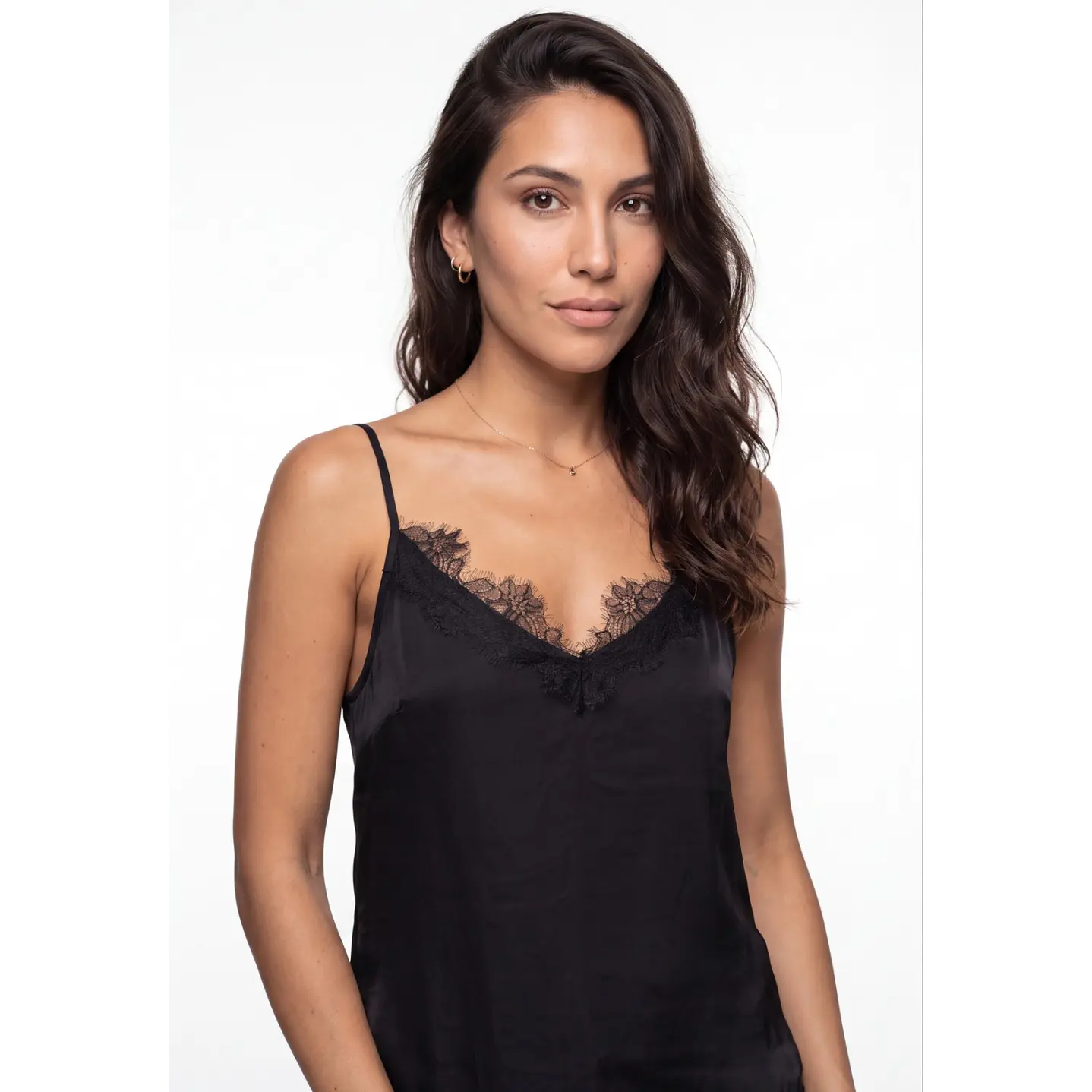 Peto Satín Encaje Mujer Negro 4