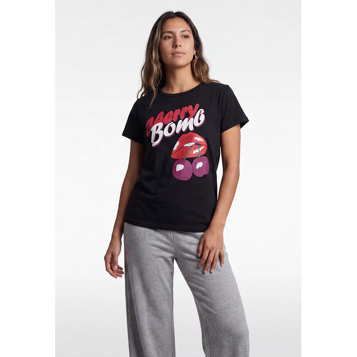 Polera Cherry Mujer Negro 1