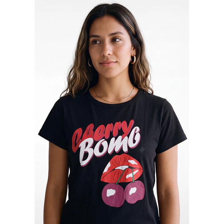 Polera Cherry Mujer Negro 4